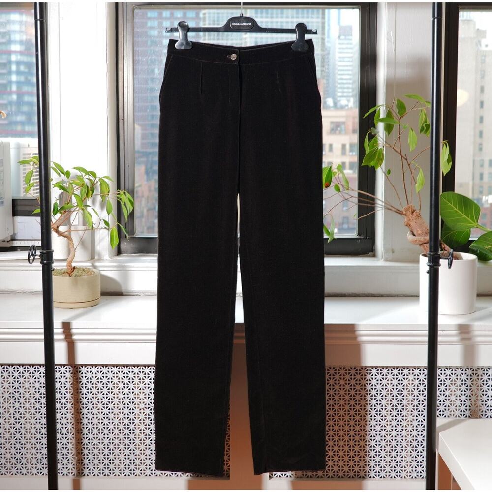 YSL Yves Saint Laurent Vintage Black Runway Velvet Pants (Size IT34)